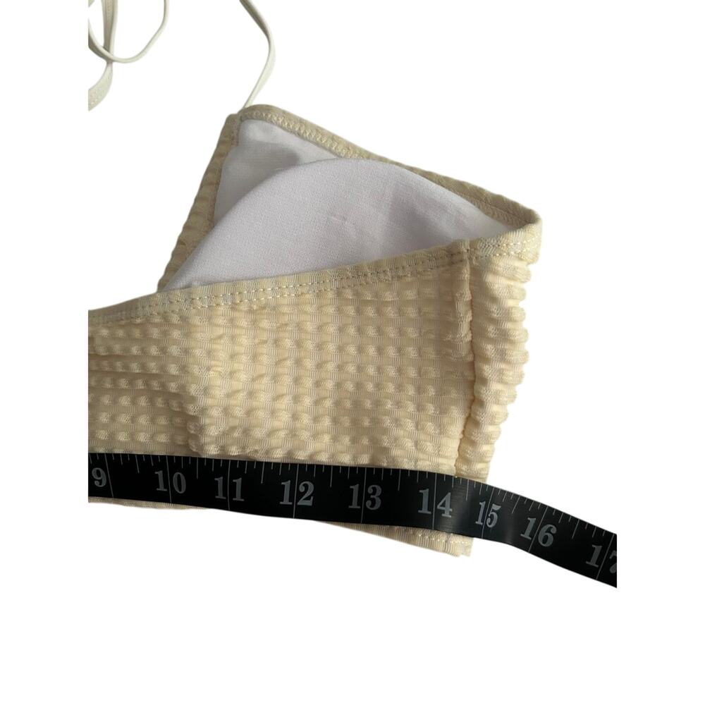 NWOT SweatyRocks Beige 3 Pc Texture Halter Tie Bikini Drawstring Skirt Large - Picture 8 of 11